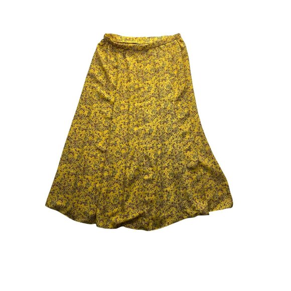Max Studio Womens Medium Yellow Floral Button-Front A-Line Skirt #7068 - Picture 2 of 6